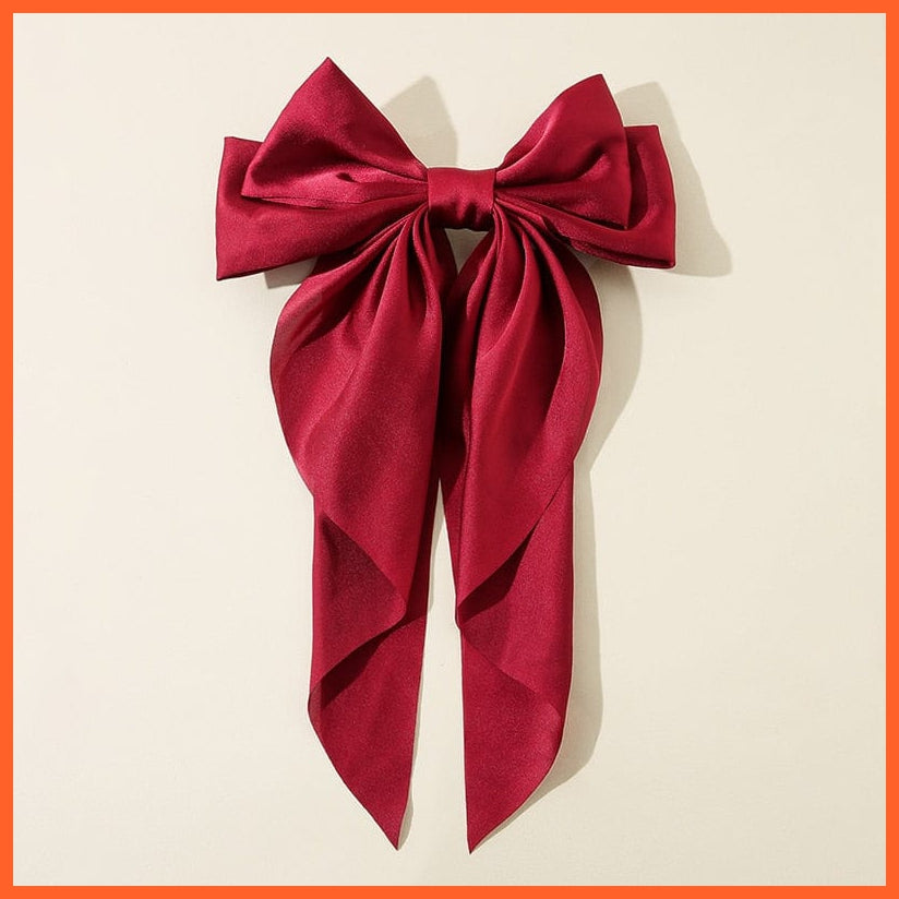 whatagift.com.au Wine Red Women Large Bow Hairpin | Summer Chiffon Big Bowknot Clip | Hair Accessories