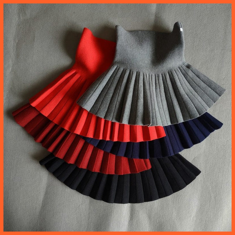 whatagift.com.au Winter Pleated Girls Skirts | High Waist Knitted Mini Tutu Skirt