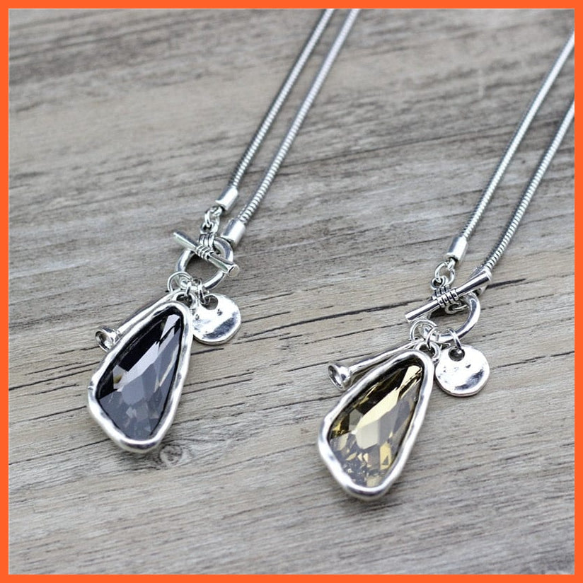 whatagift.com.au Winter Sweater Chain 90cm Length | Women Female Long Necklace Irregular Crystal Pendant Charms