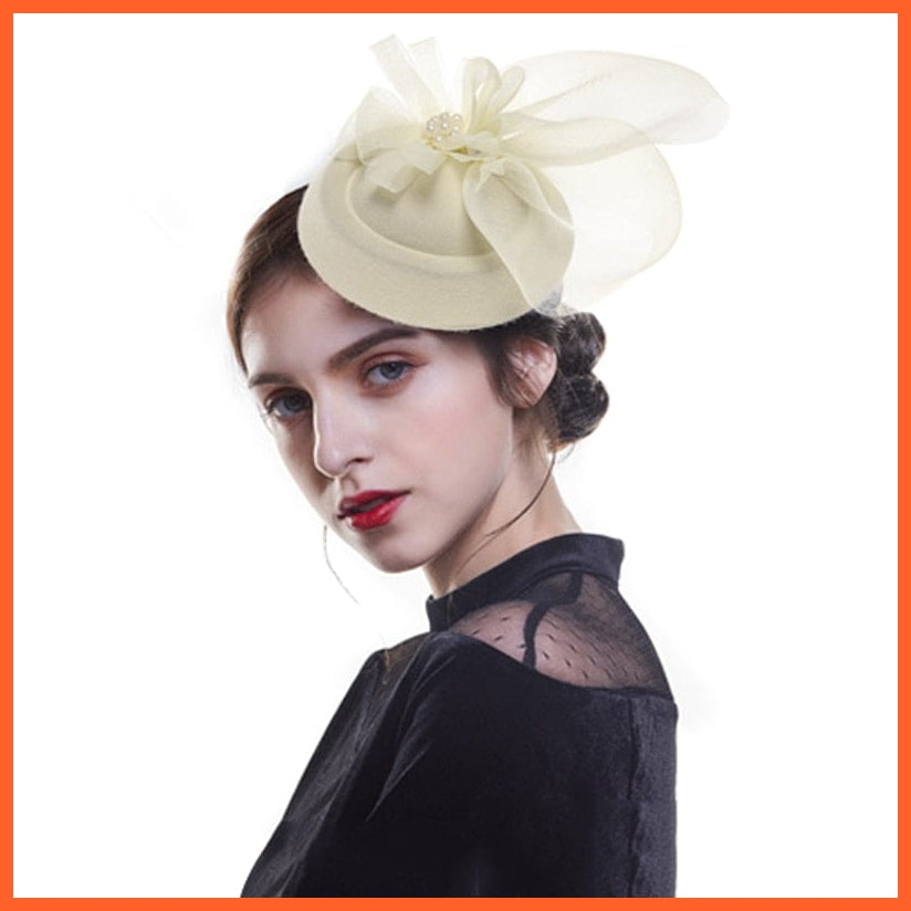 whatagift.com.au Women Chic Fascinator Headpiece Hat Cocktail Wedding Party | Fashion Headwear Feather Accessories Bride