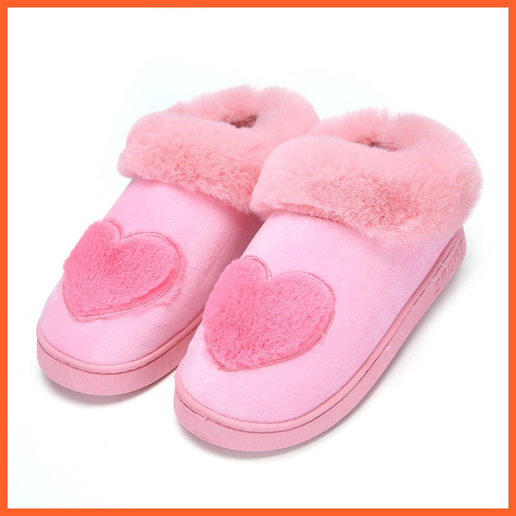 whatagift.com.au Women Cotton Soft Heart-Shaped Warm Plush Winter Fur Slippers