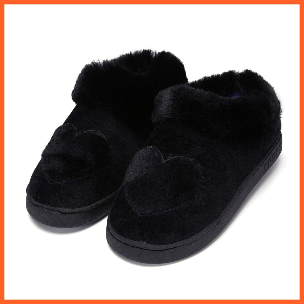 whatagift.com.au Women Cotton Soft Heart-Shaped Warm Plush Winter Fur Slippers