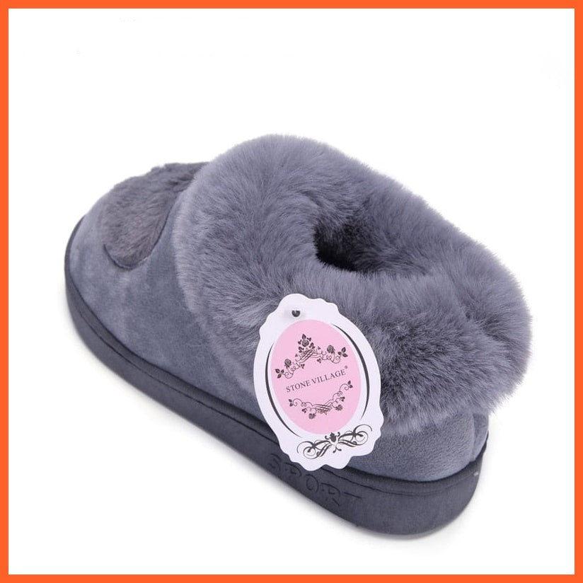 whatagift.com.au Women Cotton Soft Heart-Shaped Warm Plush Winter Fur Slippers