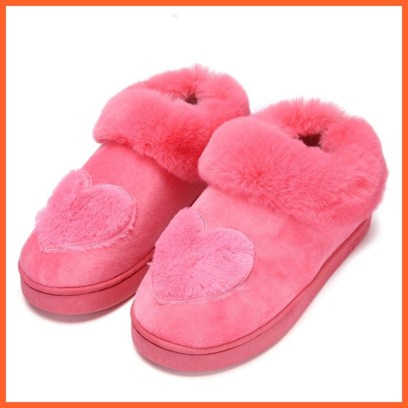 whatagift.com.au Women Cotton Soft Heart-Shaped Warm Plush Winter Fur Slippers