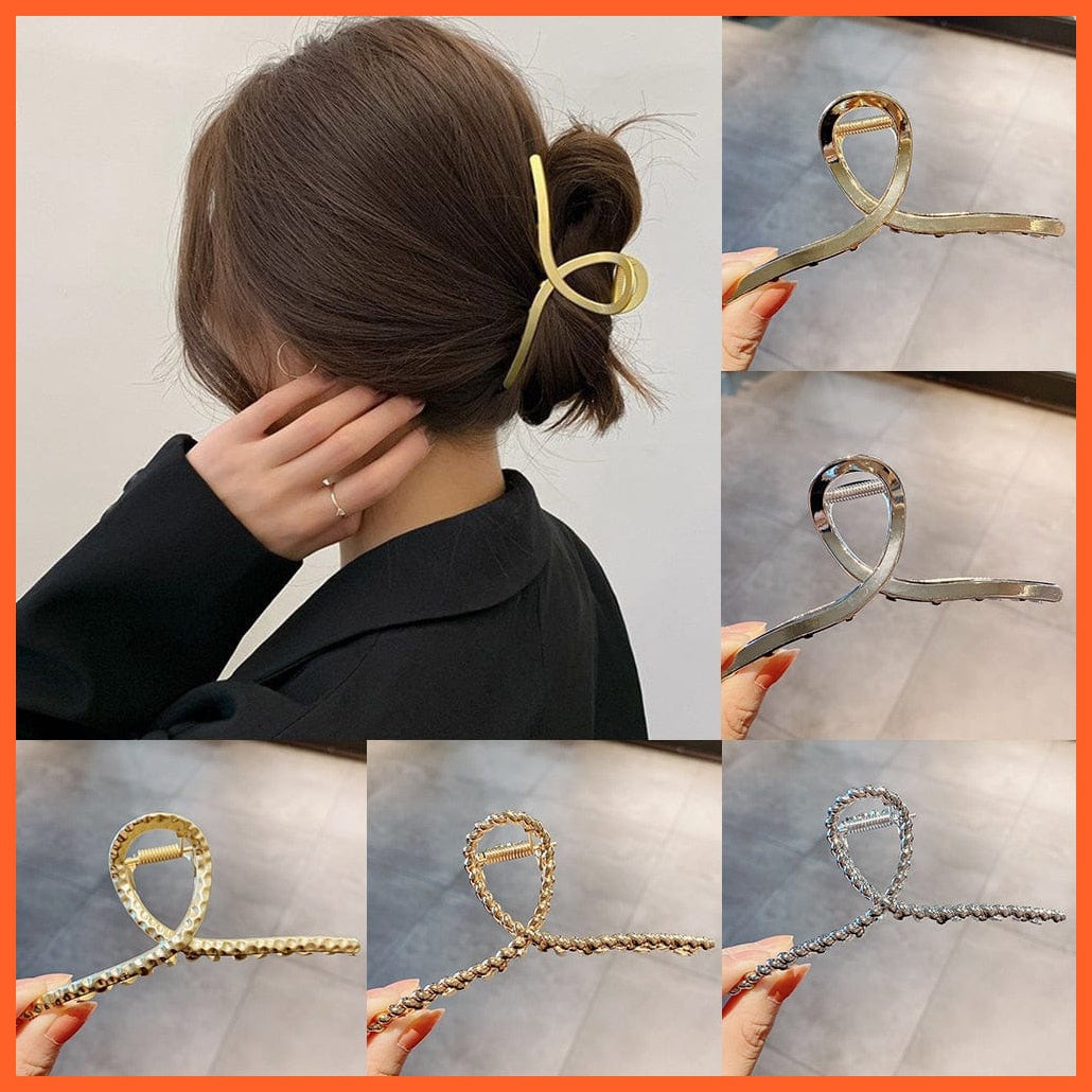 whatagift.com.au Women Geometric Hair Claw Clamps | Metal Hair Cross Hairpin | Fashion Hair Accessories