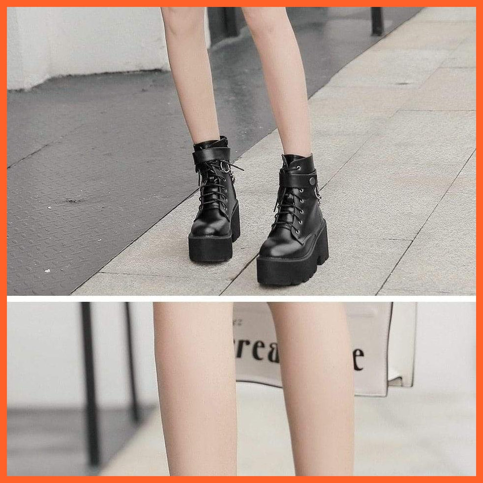 Women Leather Autumn Boots Block Heel | whatagift.com.au.