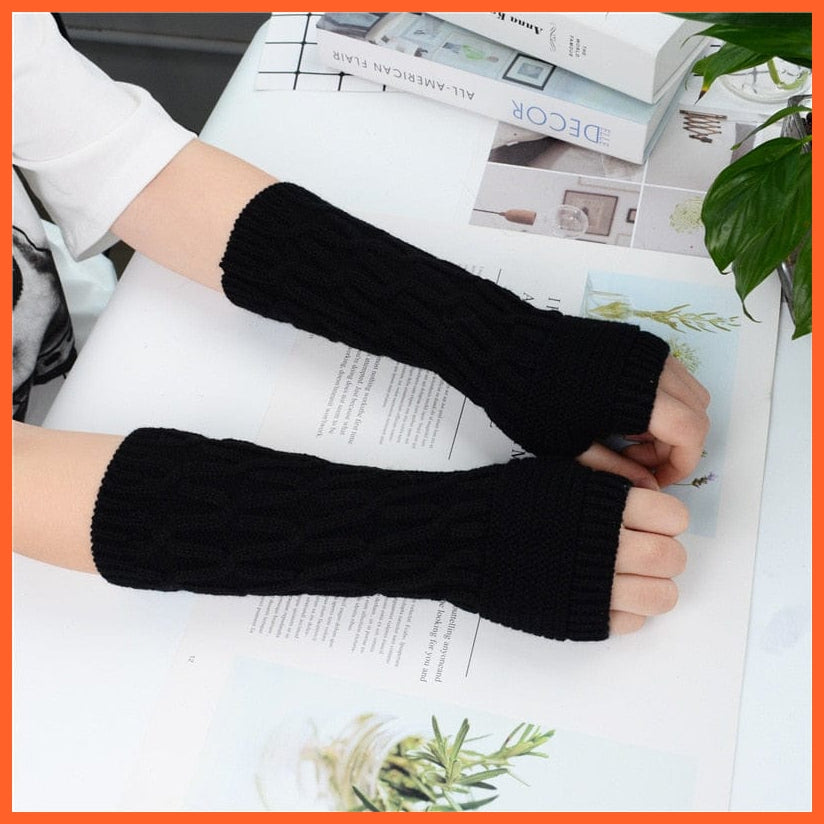 Long Fingerless Women‘S Winter Warmer | Knitted Arm Sleeve Gothic Gloves | whatagift.com.au.