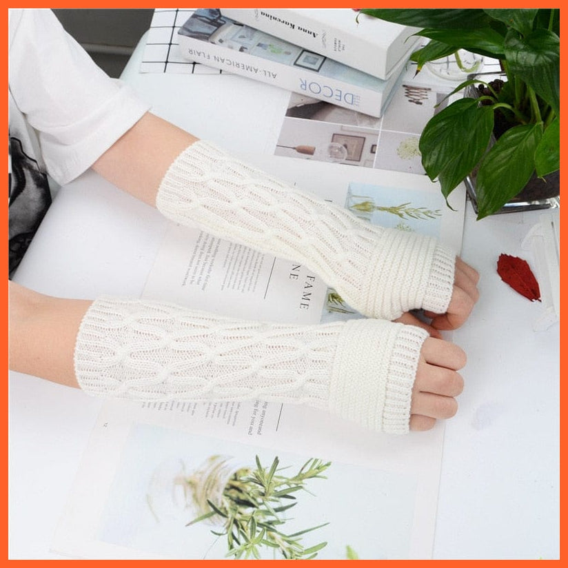 whatagift.com.au Women's Gloves 1-white / One Size / China Long Fingerless Women‘s Winter Warmer | Knitted Arm Sleeve Gothic Gloves