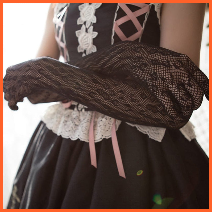 whatagift.com.au Women's Gloves 15 / One Size Sexy Lace Thin Black Hollow Transparent Long Women's Gloves