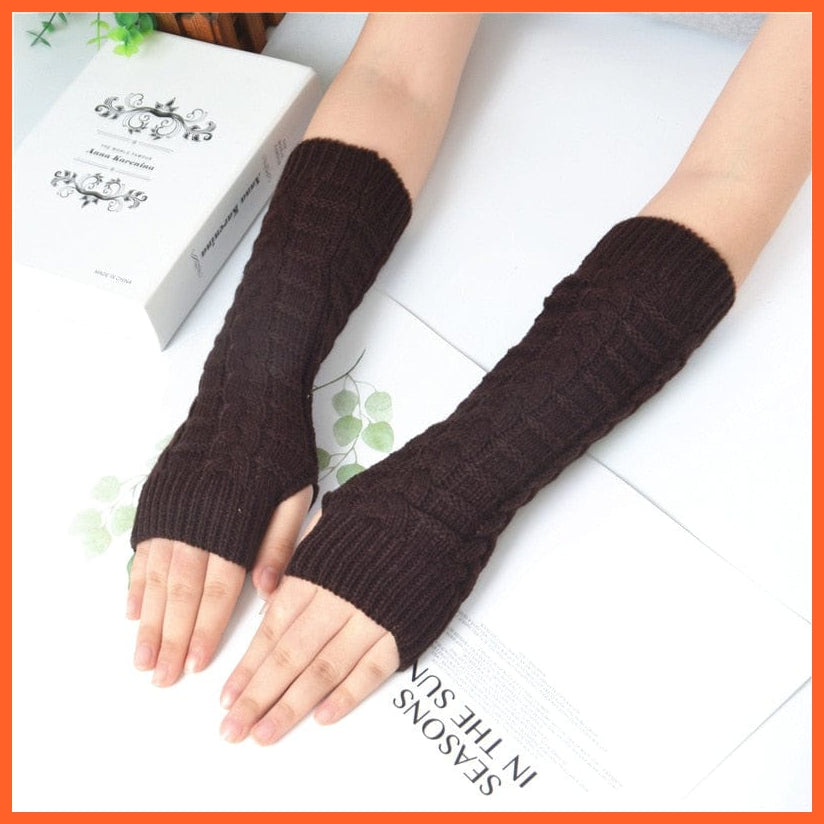 whatagift.com.au Women's Gloves 2-coffee / One Size / China Long Fingerless Women‘s Winter Warmer | Knitted Arm Sleeve Gothic Gloves
