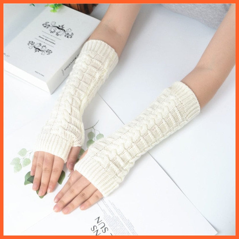 Long Fingerless Women‘S Winter Warmer | Knitted Arm Sleeve Gothic Gloves | whatagift.com.au.