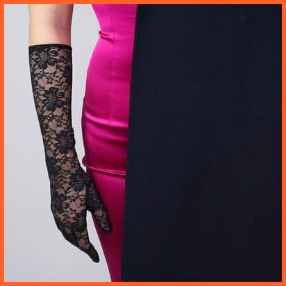 whatagift.com.au Women's Gloves 40cm Black A239 / One Size Elegant Women Ultra-Thin Long Sexy Black Gloves | Lace Mesh Gloves
