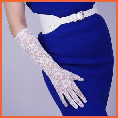 whatagift.com.au Women's Gloves 40cm White A241 / One Size Elegant Women Ultra-Thin Long Sexy Black Gloves | Lace Mesh Gloves