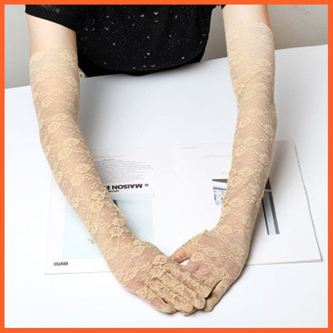 whatagift.com.au Women's Gloves 42cm Khaki / One Size Elegant Women Ultra-Thin Long Sexy Black Gloves | Lace Mesh Gloves