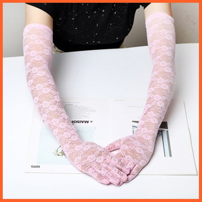 whatagift.com.au Women's Gloves 42cm Pink / One Size Elegant Women Ultra-Thin Long Sexy Black Gloves | Lace Mesh Gloves