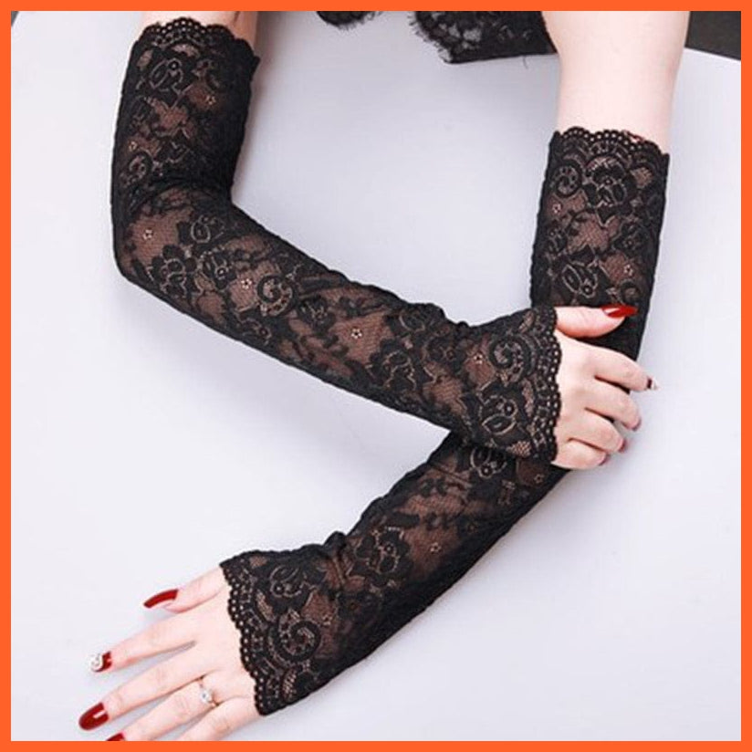 whatagift.com.au Women's Gloves 47cm Black / One Size Elegant Women Ultra-Thin Long Sexy Black Gloves | Lace Mesh Gloves