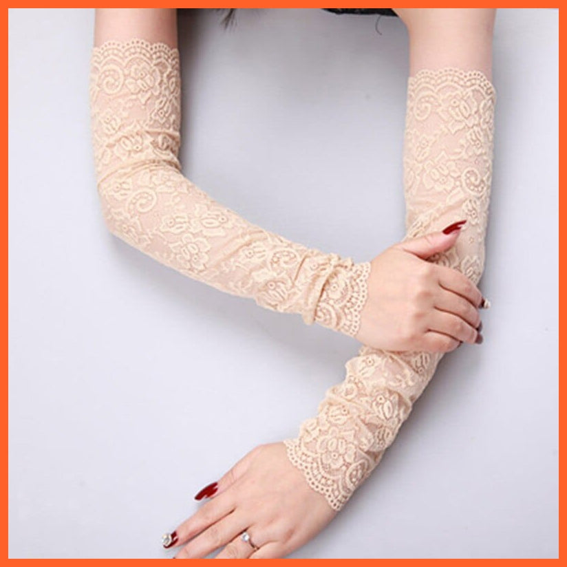whatagift.com.au Women's Gloves 47cm Khaki / One Size Elegant Women Ultra-Thin Long Sexy Black Gloves | Lace Mesh Gloves