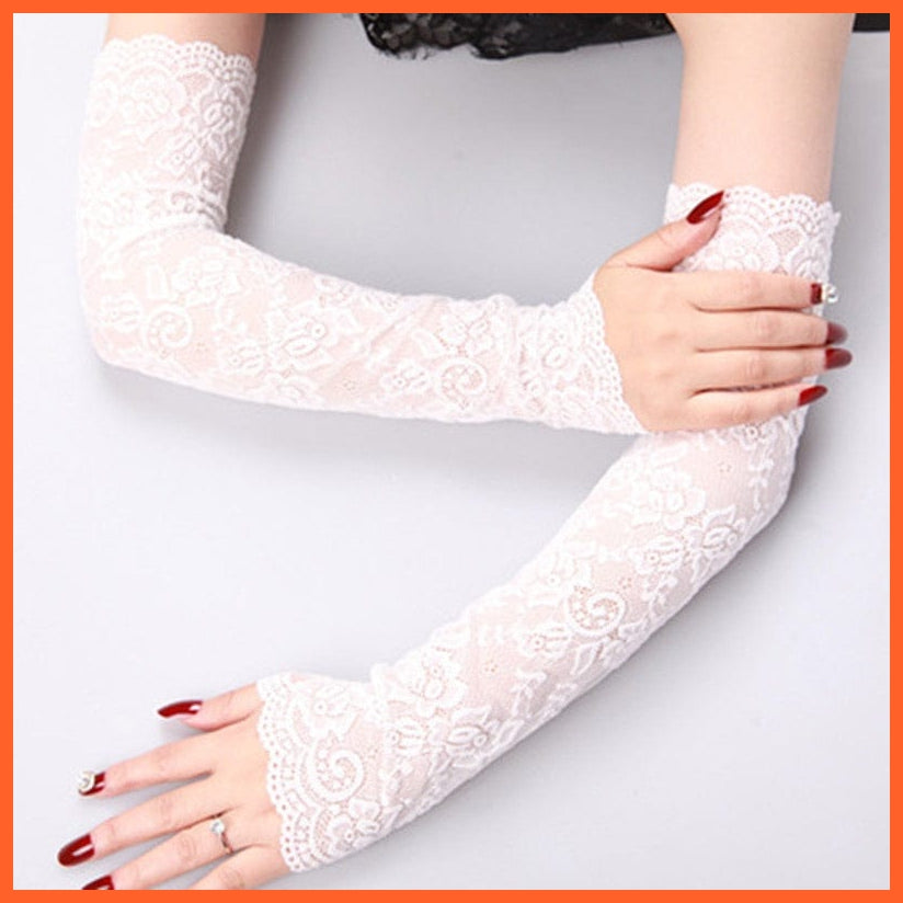 whatagift.com.au Women's Gloves 47cm White / One Size Elegant Women Ultra-Thin Long Sexy Black Gloves | Lace Mesh Gloves