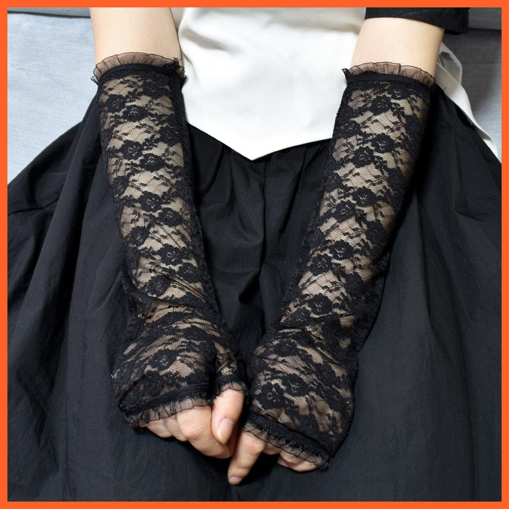 whatagift.com.au Women's Gloves 5 / One Size Black Punk long Fingerless Gloves | Women Men Sports Outdoor Hip-hop Gloves