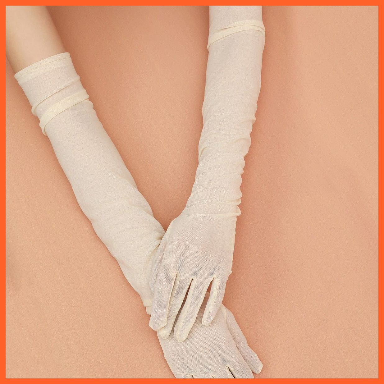 whatagift.com.au Women's Gloves 55cm apricot / One Size Sexy Lace Thin Black Hollow Transparent Long Women's Gloves