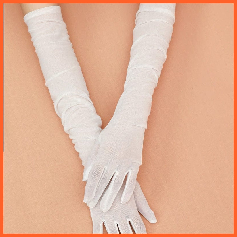 whatagift.com.au Women's Gloves 55cm white / One Size Sexy Lace Thin Black Hollow Transparent Long Women's Gloves