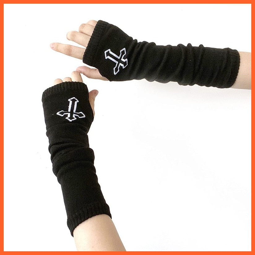 whatagift.com.au Women's Gloves 9 / One Size Black Punk long Fingerless Gloves | Women Men Sports Outdoor Hip-hop Gloves