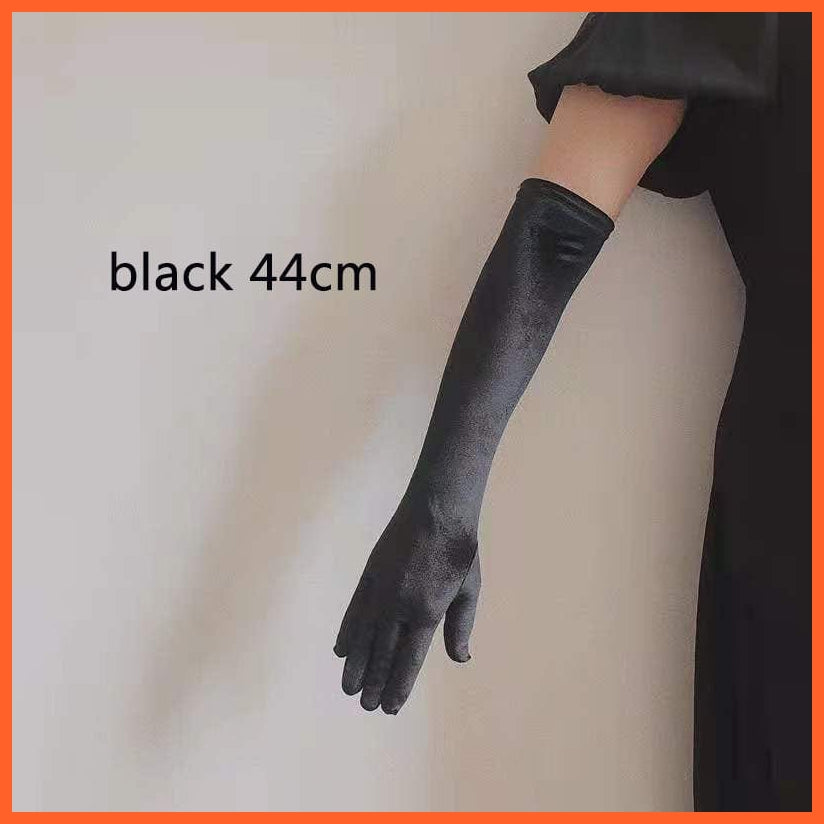 whatagift.com.au Women's Gloves black 44cm / One Size Women Velvet Winter Warm Black Retro Style Gloves