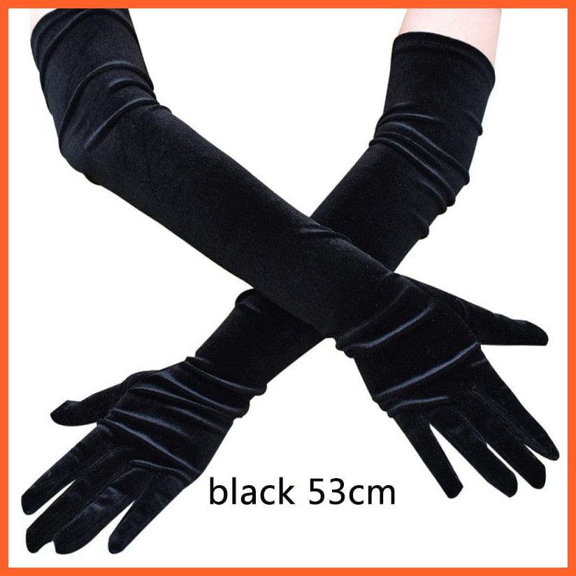 whatagift.com.au Women's Gloves black 53CM / One Size Women Velvet Winter Warm Black Retro Style Gloves