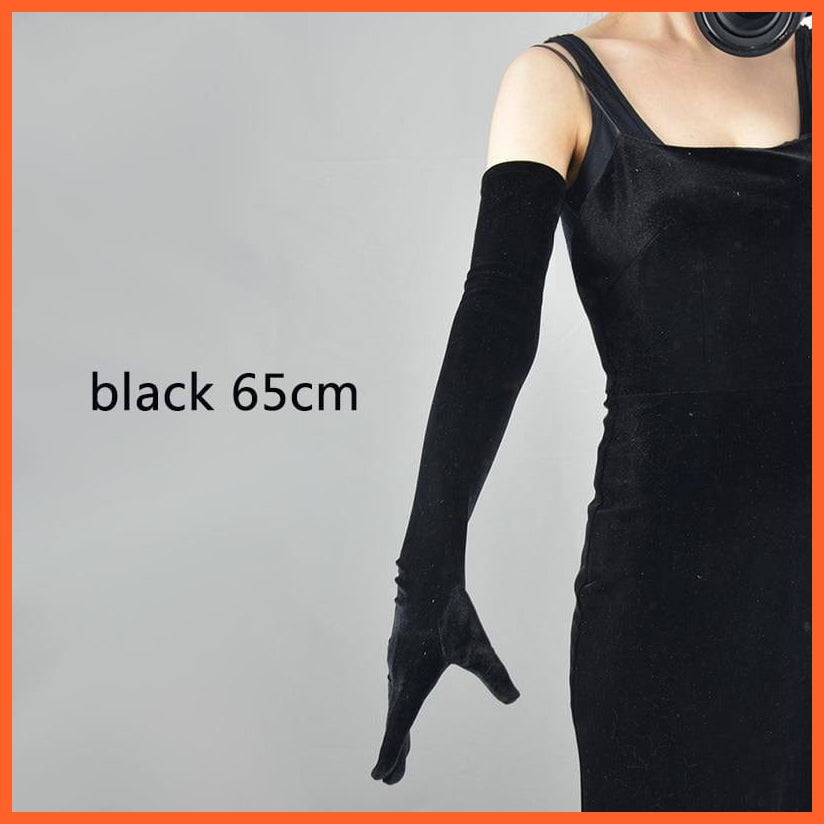 whatagift.com.au Women's Gloves black 65cm / One Size Women Velvet Winter Warm Black Retro Style Gloves