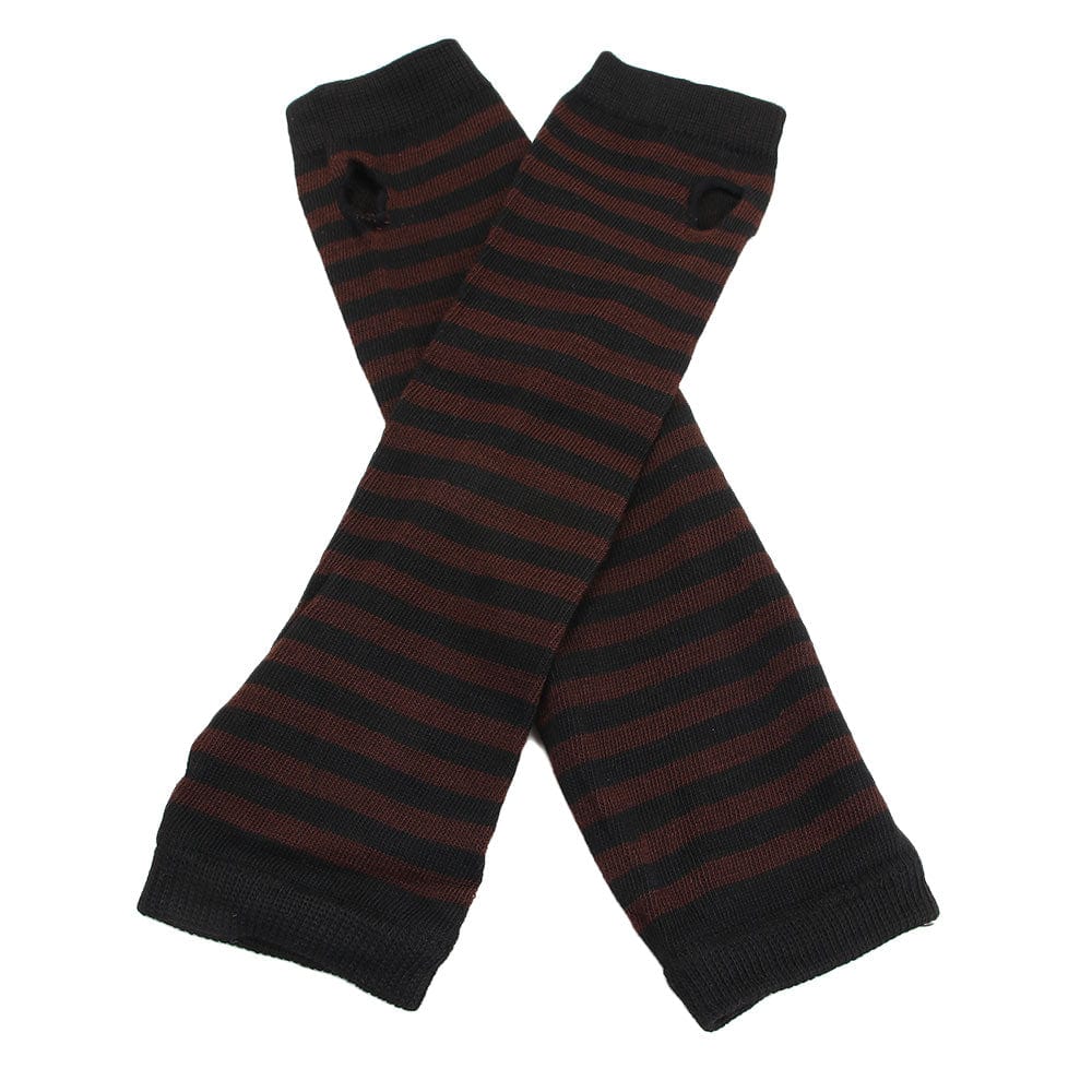 whatagift.com.au Women's Gloves black coffee Fashion Women Striped Elbow Warmer | Knitted Long Fingerless Mittens