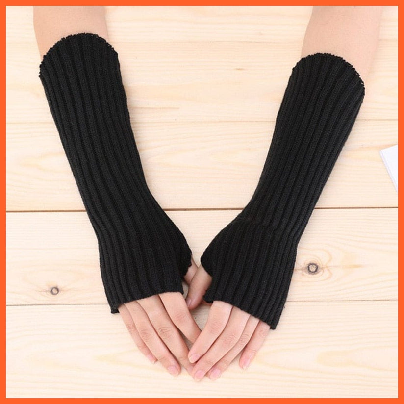 whatagift.com.au Women's Gloves Black / length-30cm New Women Fingerless Gloves Goth Knitted Arm Warmers |  Anime Cosplay Accessories
