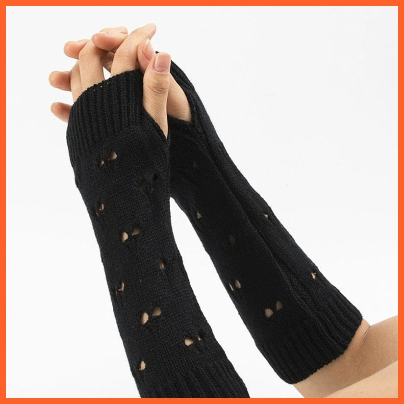 whatagift.com.au Women's Gloves Black / One Size Winter Women Stylish Hand Gloves | Crochet Knitted Hollow Heart Mittens