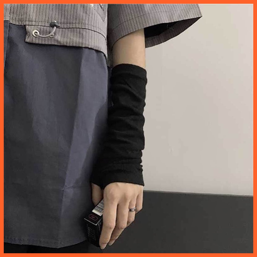 whatagift.com.au Women's Gloves Black Punk long Fingerless Gloves | Women Men Sports Outdoor Hip-hop Gloves