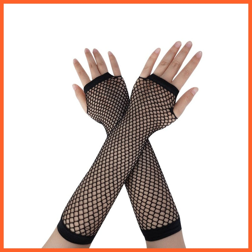 whatagift.com.au Women's Gloves Black Punk long Fingerless Gloves | Women Men Sports Outdoor Hip-hop Gloves