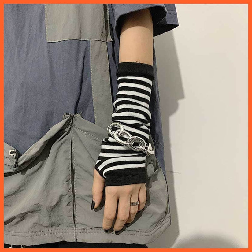 whatagift.com.au Women's Gloves Black Punk long Fingerless Gloves | Women Men Sports Outdoor Hip-hop Gloves
