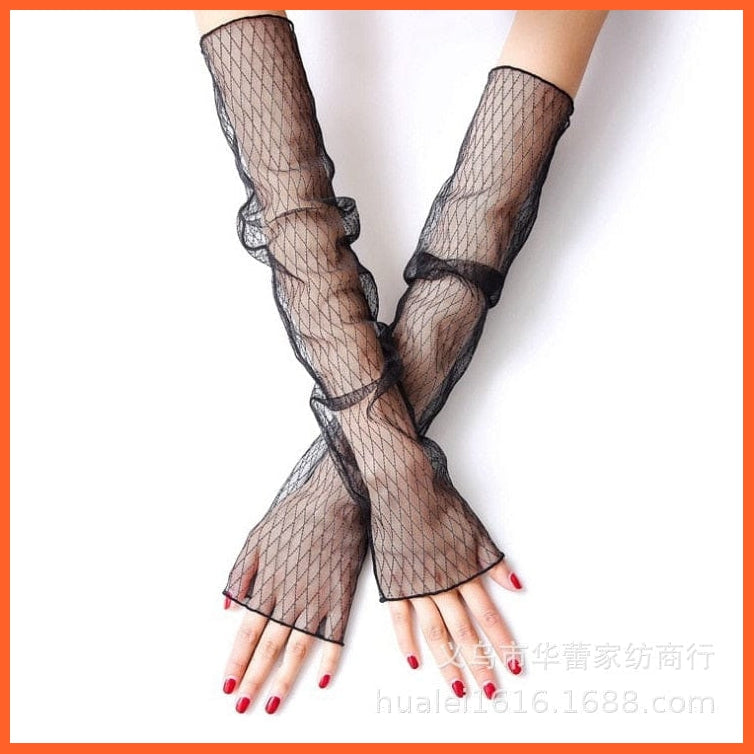 whatagift.com.au Women's Gloves Black Punk long Fingerless Gloves | Women Men Sports Outdoor Hip-hop Gloves