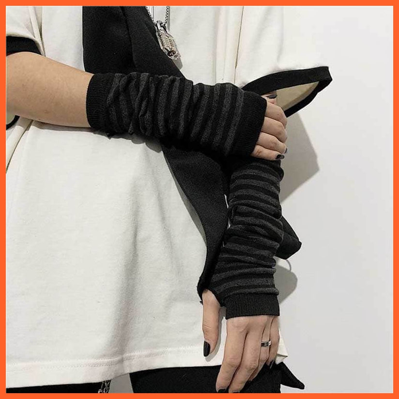 whatagift.com.au Women's Gloves Black Punk long Fingerless Gloves | Women Men Sports Outdoor Hip-hop Gloves