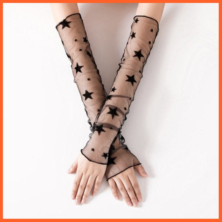 whatagift.com.au Women's Gloves Black Punk long Fingerless Gloves | Women Men Sports Outdoor Hip-hop Gloves