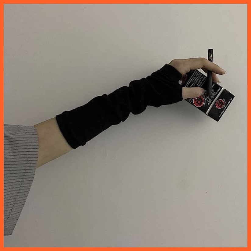 whatagift.com.au Women's Gloves Black Punk long Fingerless Gloves | Women Men Sports Outdoor Hip-hop Gloves