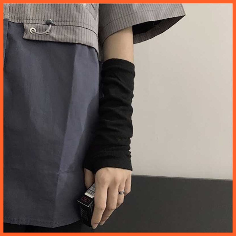 whatagift.com.au Women's Gloves Black Punk long Fingerless Gloves | Women Men Sports Outdoor Hip-hop Gloves