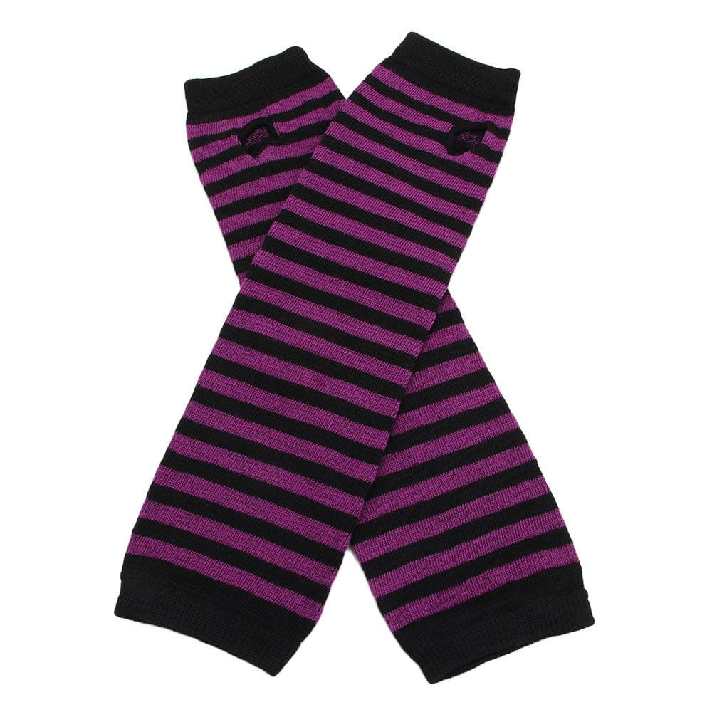 whatagift.com.au Women's Gloves black purple Fashion Women Striped Elbow Warmer | Knitted Long Fingerless Mittens