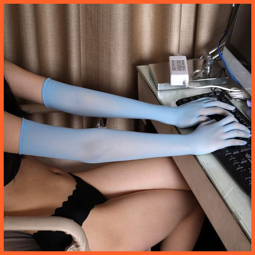 whatagift.com.au Women's Gloves Blue / One Size Fashion Sexy Ultra-thin Sunscreen Long Lace Gloves