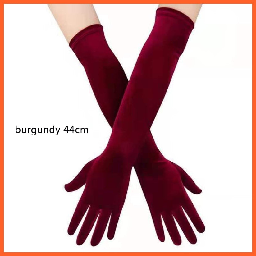 whatagift.com.au Women's Gloves burgundy 44cm / One Size Women Velvet Winter Warm Black Retro Style Gloves