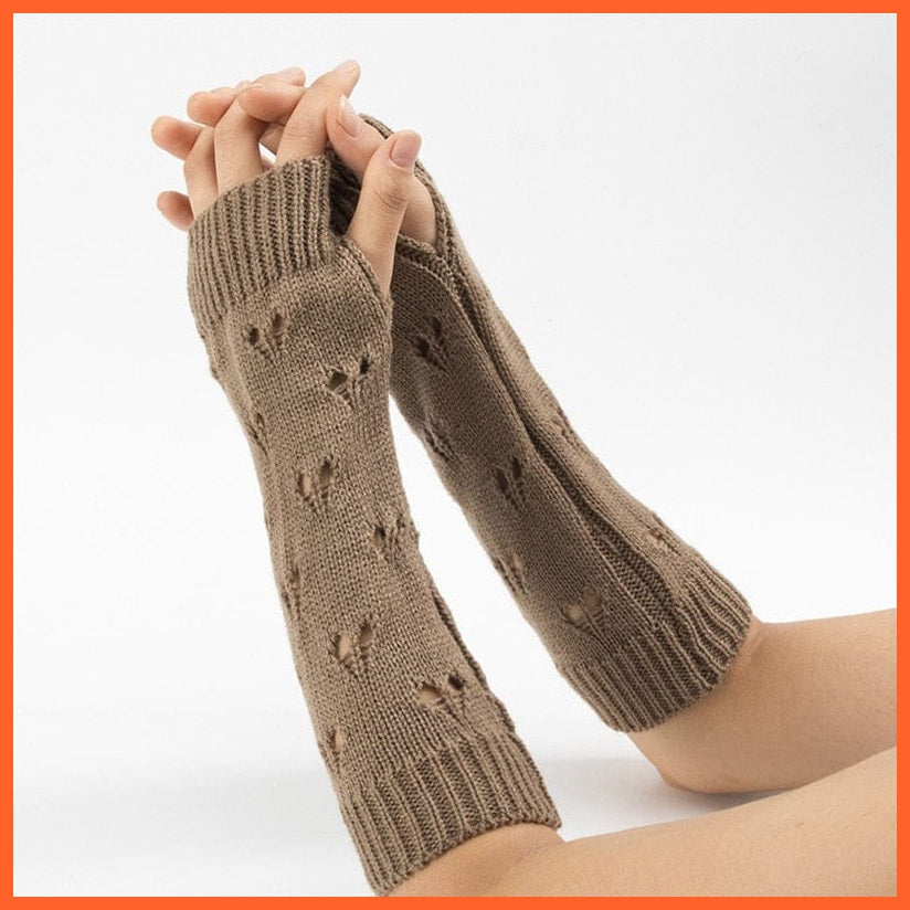whatagift.com.au Women's Gloves Camel / One Size Winter Women Stylish Hand Gloves | Crochet Knitted Hollow Heart Mittens
