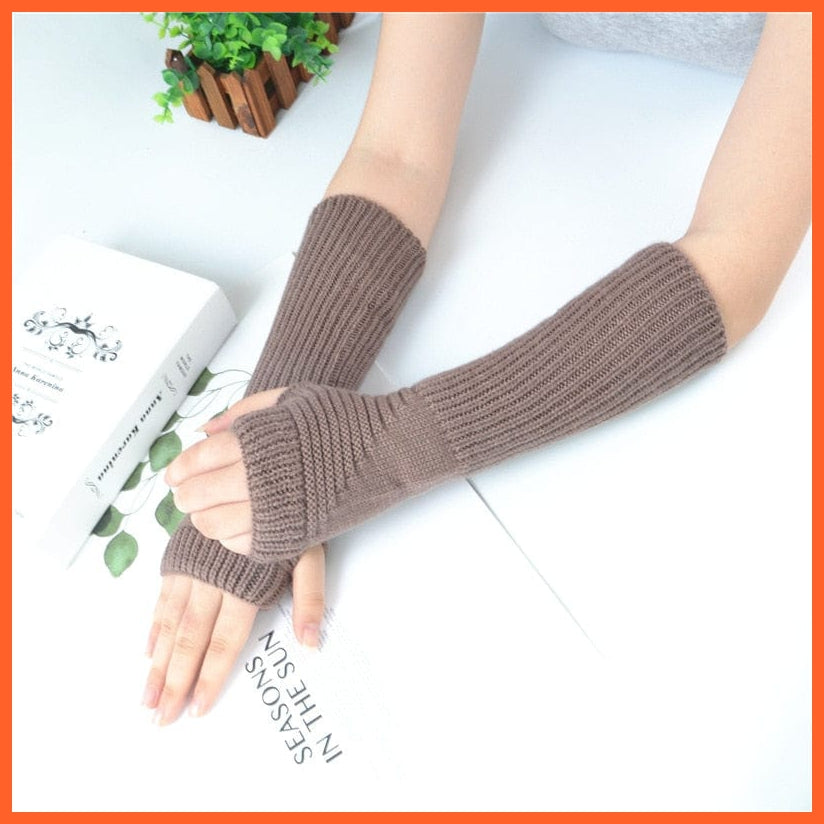 whatagift.com.au Women's Gloves dark gray / One Size / China Long Fingerless Women‘s Winter Warmer | Knitted Arm Sleeve Gothic Gloves