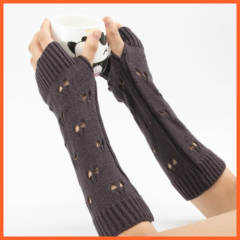 whatagift.com.au Women's Gloves Dark Grey / One Size Winter Women Stylish Hand Gloves | Crochet Knitted Hollow Heart Mittens