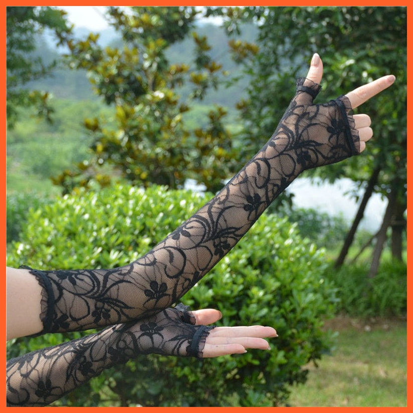 whatagift.com.au Women's Gloves Elegant Women Ultra-Thin Long Sexy Black Gloves | Lace Mesh Gloves
