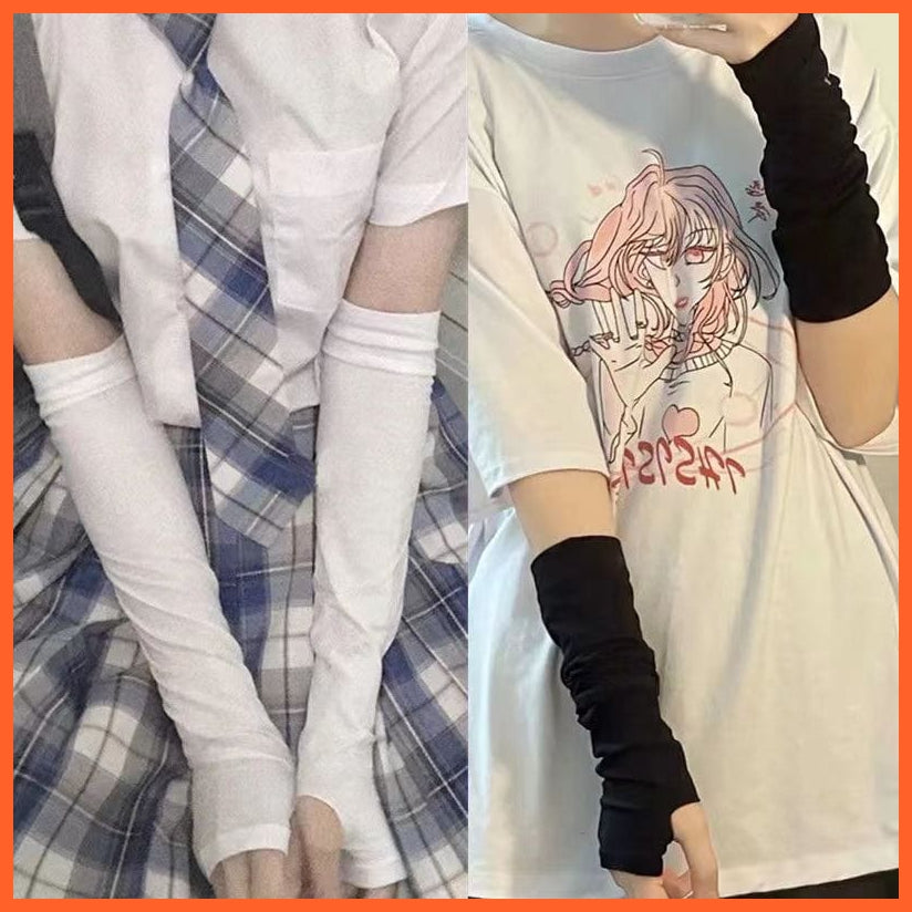 whatagift.com.au Women's Gloves Goth Lolita Anime Summer Thin Gloves | Oversleeve Sun Block Fingerless Arm Warmers