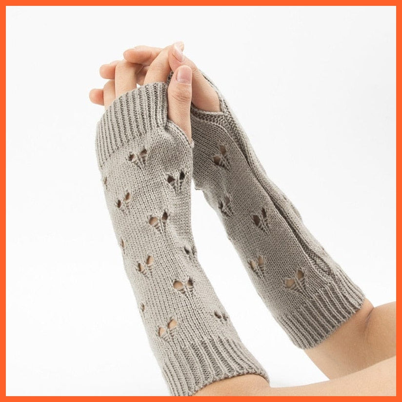 whatagift.com.au Women's Gloves Gray / One Size Winter Women Stylish Hand Gloves | Crochet Knitted Hollow Heart Mittens