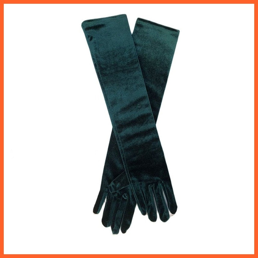 whatagift.com.au Women's Gloves green 44cm / One Size Women Velvet Winter Warm Black Retro Style Gloves